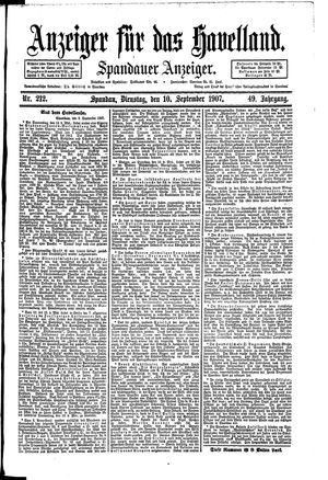 Anzeiger für das Havelland vom 10.09.1907