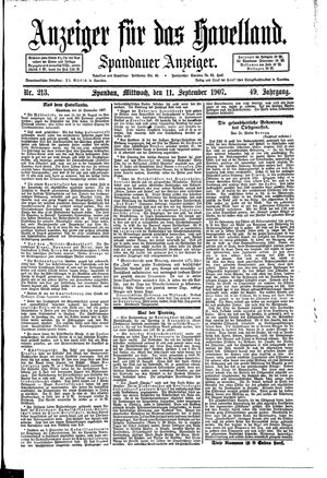 Anzeiger für das Havelland vom 11.09.1907