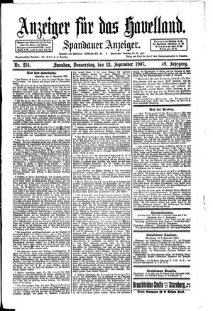 Anzeiger für das Havelland vom 12.09.1907