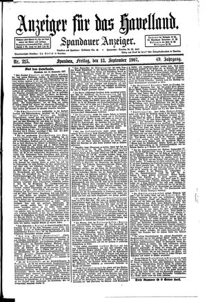 Anzeiger für das Havelland vom 13.09.1907