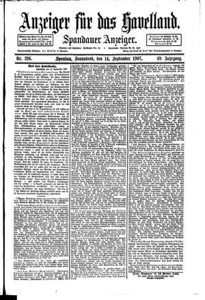 Anzeiger für das Havelland vom 14.09.1907