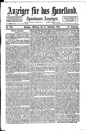 Anzeiger für das Havelland vom 18.09.1907