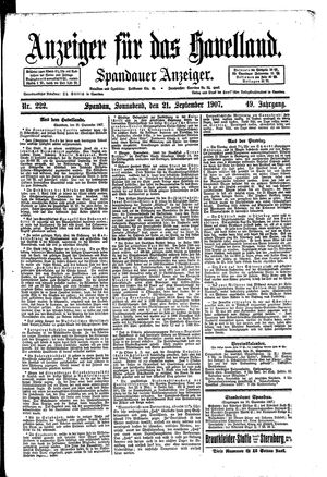 Anzeiger für das Havelland vom 21.09.1907