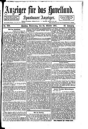 Anzeiger für das Havelland vom 24.10.1907
