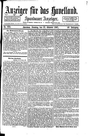 Anzeiger für das Havelland vom 27.10.1907