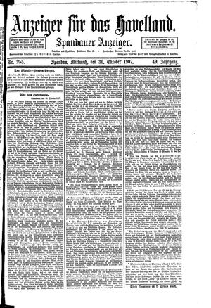 Anzeiger für das Havelland vom 30.10.1907