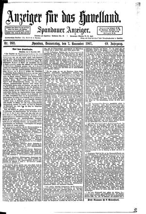 Anzeiger für das Havelland on Nov 7, 1907