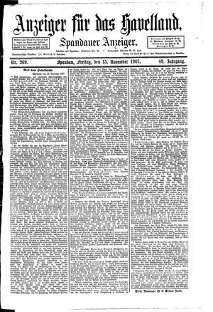 Anzeiger für das Havelland vom 15.11.1907