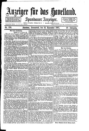 Anzeiger für das Havelland vom 16.11.1907