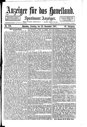 Anzeiger für das Havelland vom 24.11.1907