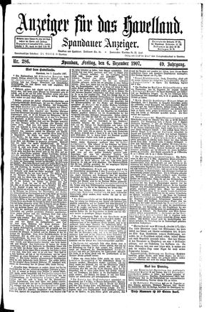 Anzeiger für das Havelland vom 06.12.1907