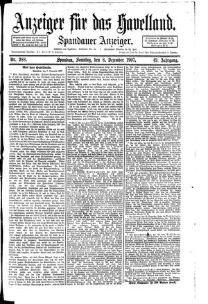 Anzeiger für das Havelland vom 08.12.1907