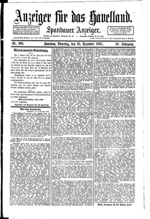 Anzeiger für das Havelland vom 31.12.1907