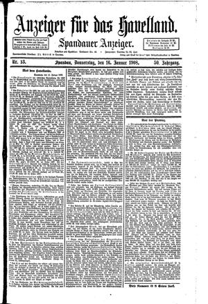 Anzeiger für das Havelland vom 16.01.1908
