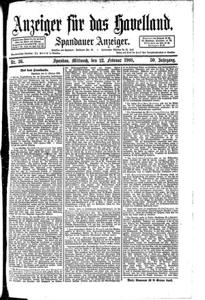 Anzeiger für das Havelland vom 12.02.1908