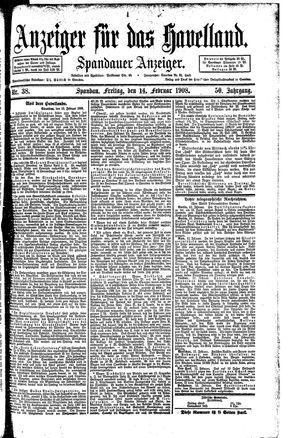 Anzeiger für das Havelland vom 14.02.1908