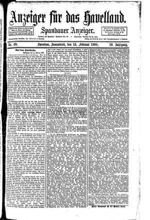 Anzeiger für das Havelland vom 15.02.1908