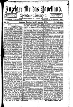 Anzeiger für das Havelland vom 18.02.1908