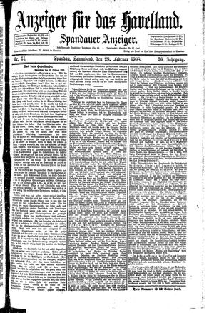 Anzeiger für das Havelland vom 29.02.1908