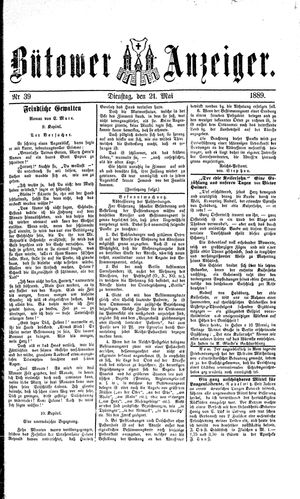 Bütower Anzeiger vom 21.05.1889