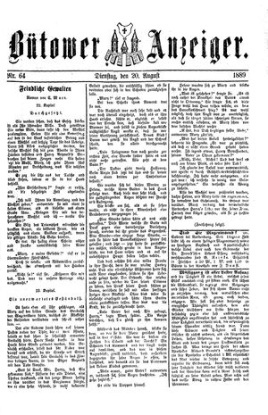 Bütower Anzeiger vom 20.08.1889