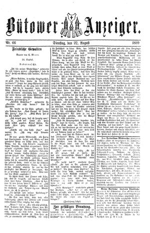 Bütower Anzeiger vom 27.08.1889