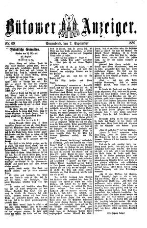 Bütower Anzeiger vom 07.09.1889