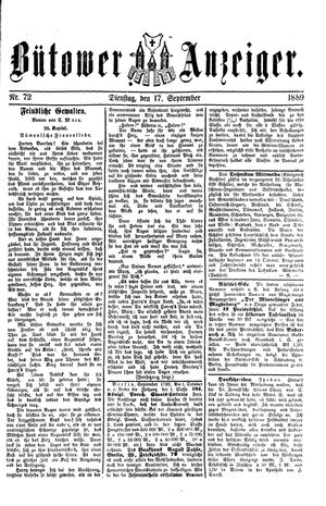 Bütower Anzeiger vom 17.09.1889
