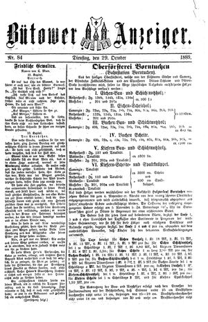 Bütower Anzeiger vom 29.10.1889