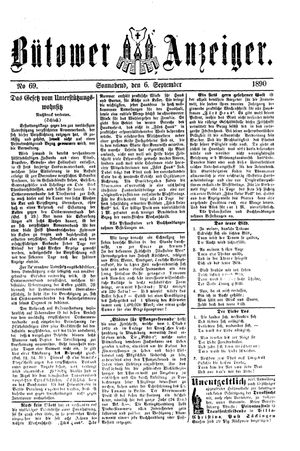 Bütower Anzeiger on Sep 6, 1890