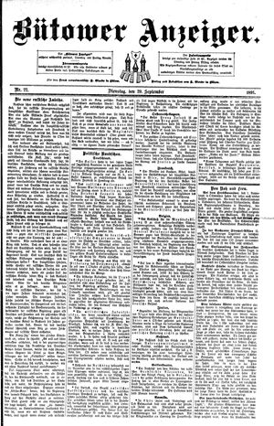 Bütower Anzeiger vom 29.09.1891