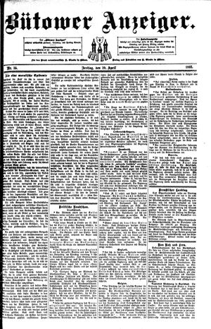 Bütower Anzeiger on Apr 29, 1892