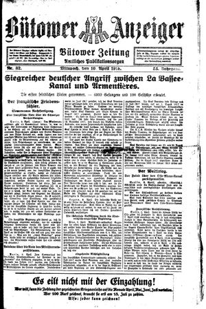 Bütower Anzeiger vom 10.04.1918