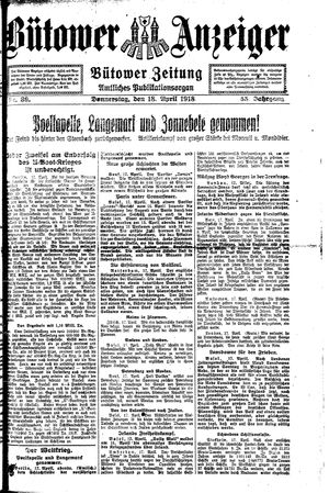 Bütower Anzeiger on Apr 18, 1918