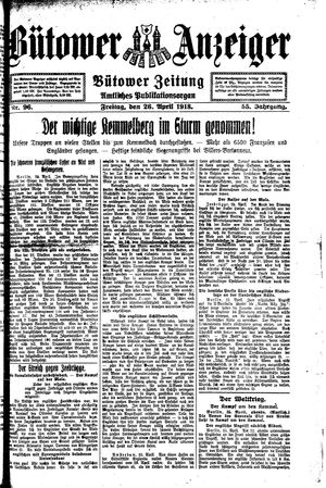Bütower Anzeiger vom 26.04.1918