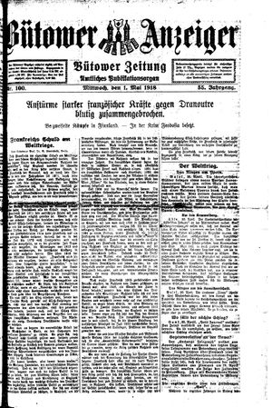 Bütower Anzeiger vom 01.05.1918