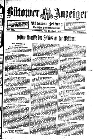 Bütower Anzeiger vom 29.06.1918
