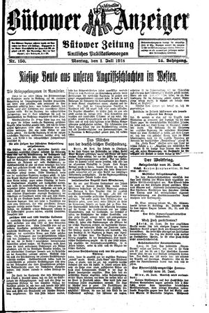 Bütower Anzeiger vom 01.07.1918