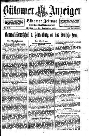 Bütower Anzeiger vom 20.09.1918