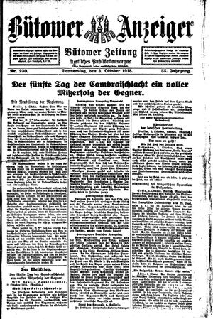 Bütower Anzeiger on Oct 3, 1918