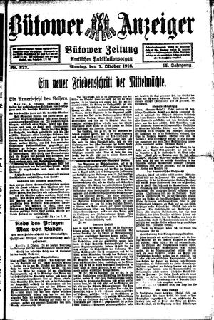 Bütower Anzeiger vom 07.10.1918