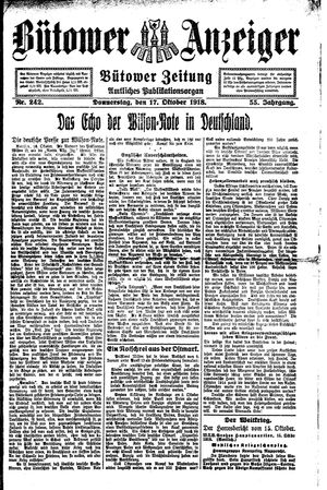 Bütower Anzeiger vom 17.10.1918
