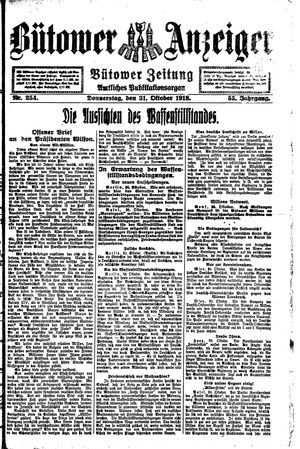 Bütower Anzeiger vom 31.10.1918