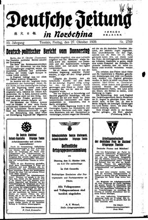 Deutsche Zeitung in Nordchina vom 27.10.1939
