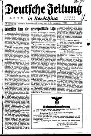 Deutsche Zeitung in Nordchina vom 04.11.1939