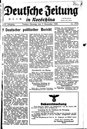 Deutsche Zeitung in Nordchina vom 07.11.1939