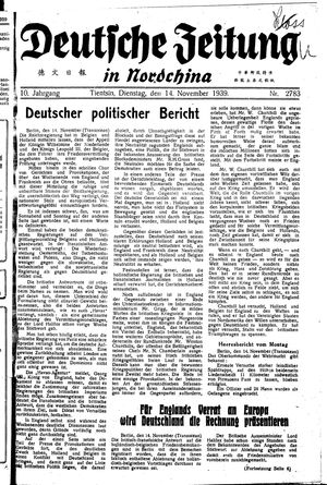 Deutsche Zeitung in Nordchina vom 14.11.1939