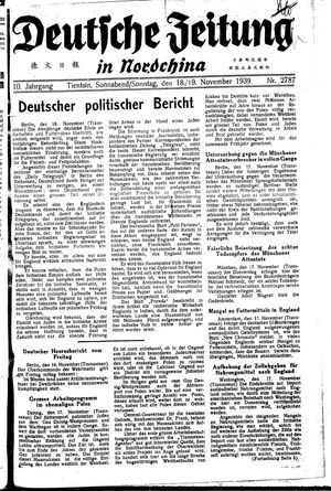 Deutsche Zeitung in Nordchina vom 18.11.1939