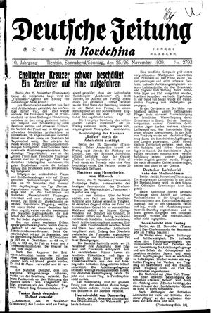 Deutsche Zeitung in Nordchina vom 25.11.1939