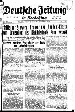 Deutsche Zeitung in Nordchina vom 29.11.1939